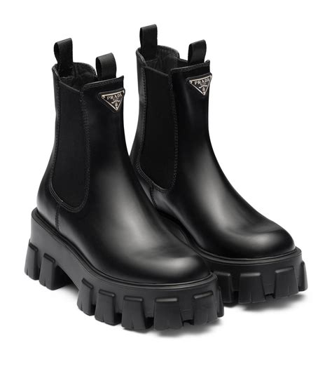 prada logo sock boots|Prada 55 leather ankle boots.